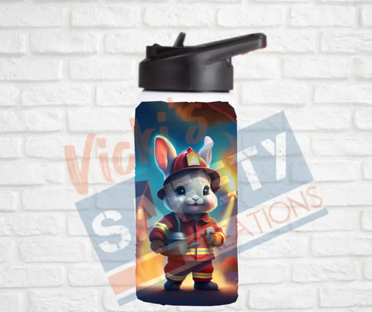 12oz. Stainless Steel Water Bottle-Bunny (asst. Health & Safety Designs) Firefighter Water Bottles