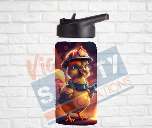 12oz. Stainless Steel Water Bottle-Chicken (asst. Health & Safety Designs) Firefighter Water Bottles