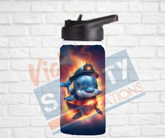 12oz. Stainless Steel Water Bottle-Dolphin (asst. Health & Safety Designs) Firefighter Water Bottles