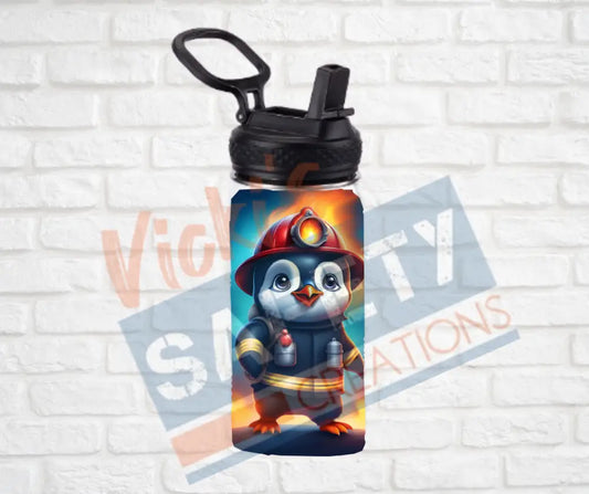 12oz. Stainless Steel Water Bottle-Penguin (asst. Health & Safety Designs) Firefighter Water Bottles