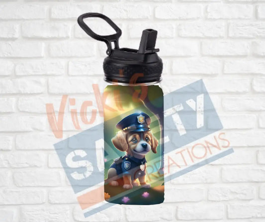 12oz. Stainless Steel Water Bottle-Puppies (asst. Health & Safety Designs) Police Water Bottles