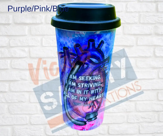 15oz. Polymer Tumbler-LVAD Heart (Asst. Colors) Purple Travel Mug