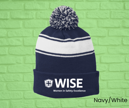 Stripe Pom Pom Beanie - (asst. colors) WISE