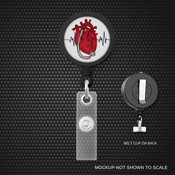 Basic Badge Reels - Rock the Red LVAD Heart