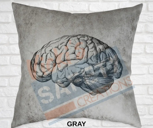 Decorative Pillow - Organ Illustrations (asst. colors and designs) Brain / Gray Pillow