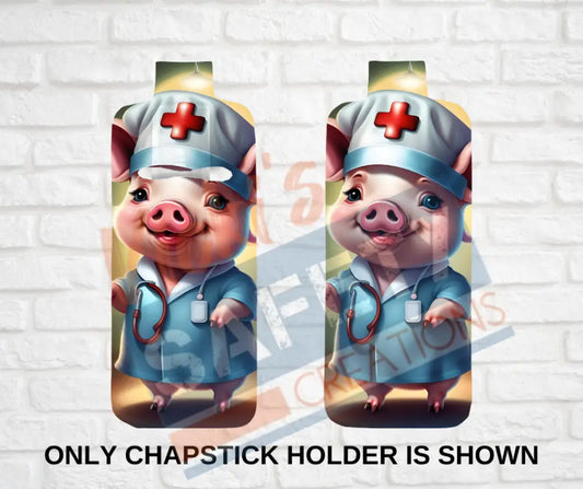 Keychain accessories - Chapstick Holder Lotion Holder Key fob -PIG Pig Nurse / Chapstick Holder ONLY Car gift set