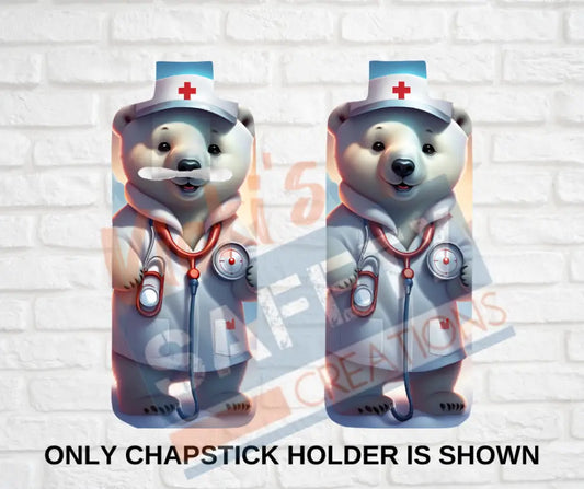 Keychain accessories - Chapstick Holder Lotion Holder Key fob - POLAR BEAR Polar Bear Nurse / Chapstick Holder ONLY Car