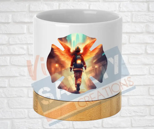 Small Desk Ceramic Planter-Firefighter Angels Home Decor