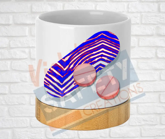 Small Desk Ceramic Planter-RX Pharmacy Bills Stripes Home Decor