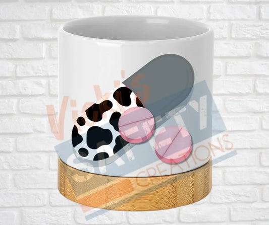 Small Desk Ceramic Planter-RX Pharmacy Cow spots Home Decor