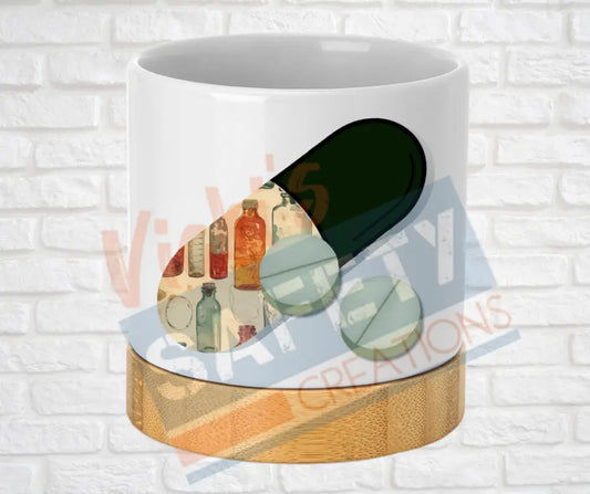 Small Desk Ceramic Planter-RX Pharmacy Vintage Medicine Bottles Home Decor