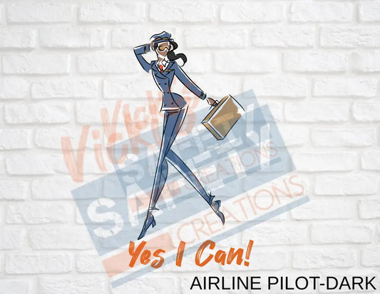 16X16 Square Pillow-Yes I Can Collection (Asst. Designs) Airline Pilot-Dark Pillow