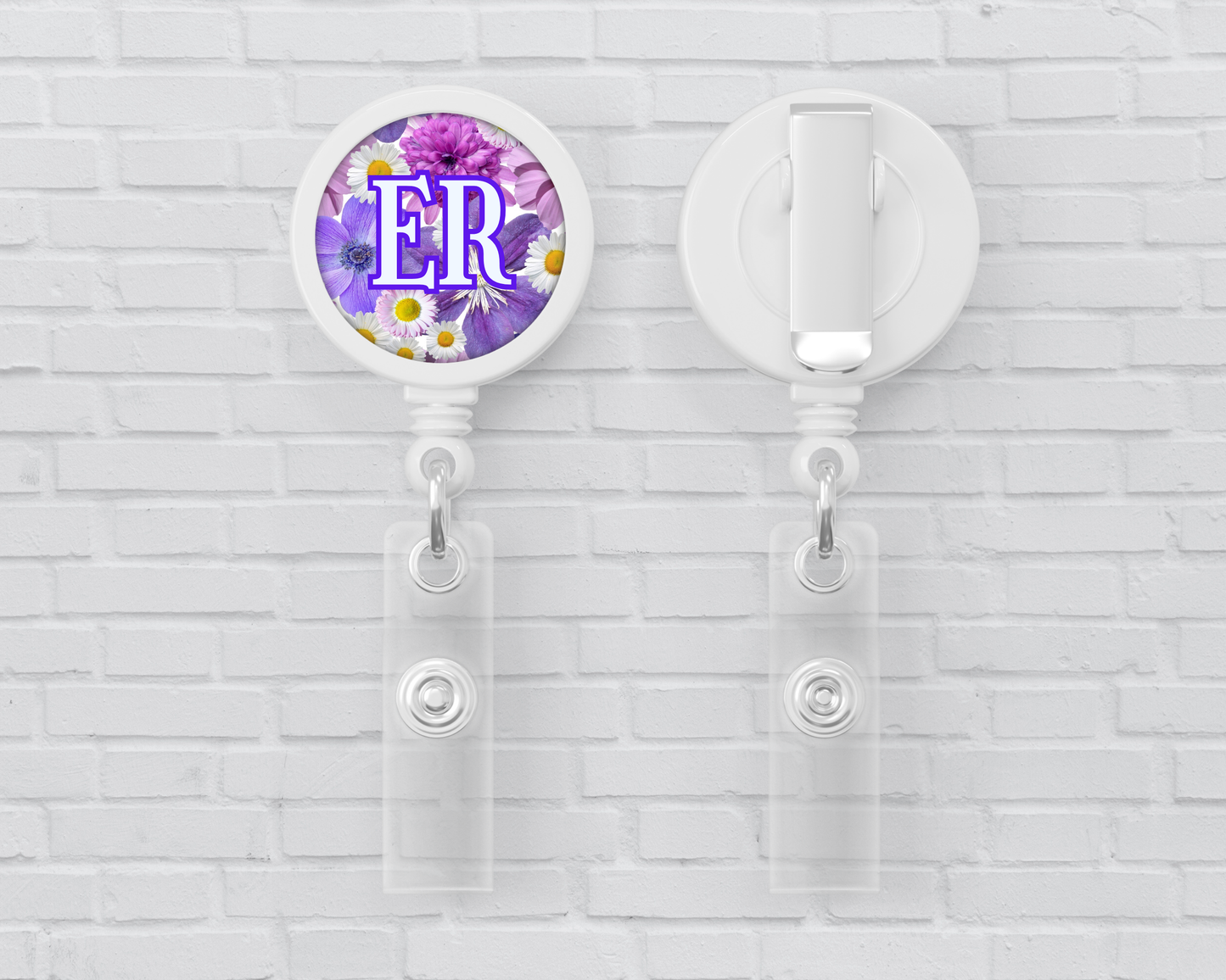 Basic Badge Reels - Floral (asst. medical titles)