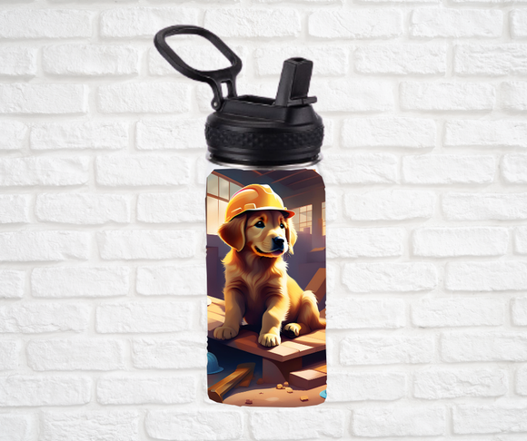 12oz. Stainless Steel Water Bottle-Golden Retrievers (asst. Health & Safety Designs)