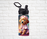 12oz. Stainless Steel Water Bottle-Golden Retrievers (asst. Health & Safety Designs)