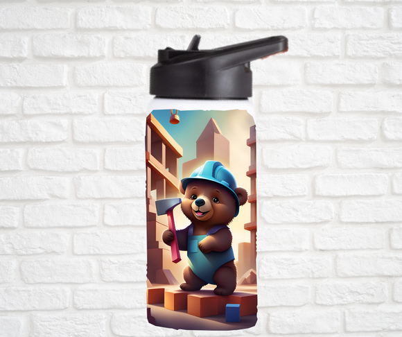 12oz. Stainless Steel Water Bottle-Teddy Bear (asst. Health & Safety Designs)