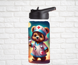 12oz. Stainless Steel Water Bottle-Teddy Bear (asst. Health & Safety Designs)