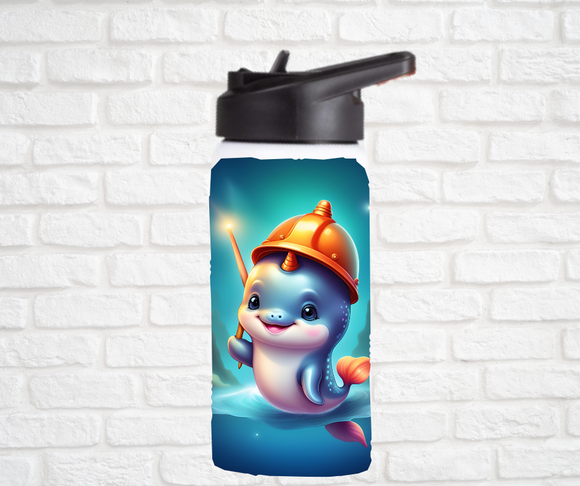12oz. Stainless Steel Water Bottle-Narwhal (asst. Health & Safety Designs)