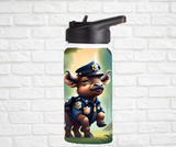 12oz. Stainless Steel Water Bottle-Buffalo (asst. Health & Safety Designs)