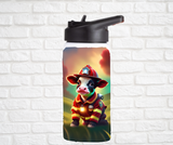 12oz. Stainless Steel Water Bottle-Cow (asst. Health & Safety Designs)