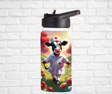 12oz. Stainless Steel Water Bottle-Cow (asst. Health & Safety Designs)