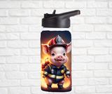 12oz. Stainless Steel Water Bottle-Pig (asst. Health & Safety Designs)