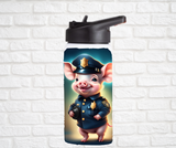 12oz. Stainless Steel Water Bottle-Pig (asst. Health & Safety Designs)