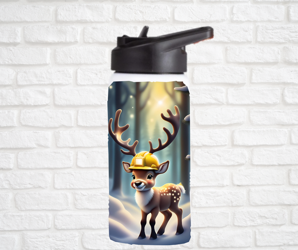 12oz. Stainless Steel Water Bottle-Reindeer (asst. Health & Safety Designs)