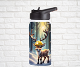 12oz. Stainless Steel Water Bottle-Reindeer (asst. Health & Safety Designs)