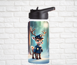 12oz. Stainless Steel Water Bottle-Reindeer (asst. Health & Safety Designs)