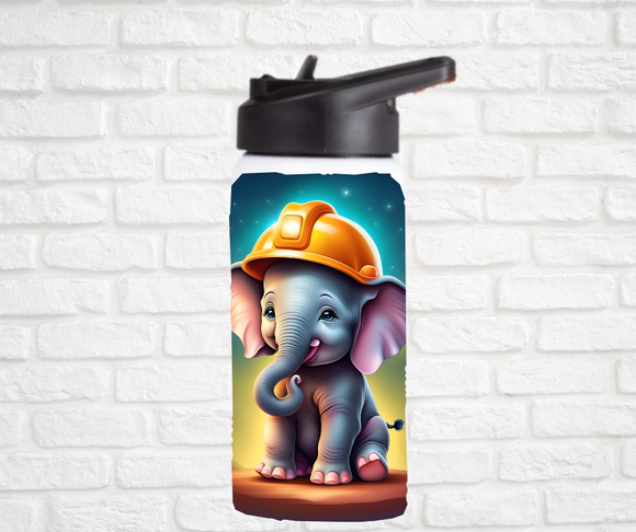12oz. Stainless Steel Water Bottle-Elephant (asst. Health & Safety Designs)