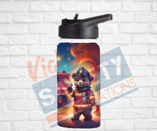12oz. Stainless Steel Water Bottle-Bear (asst. Health & Safety Designs) Firefighter Water Bottles