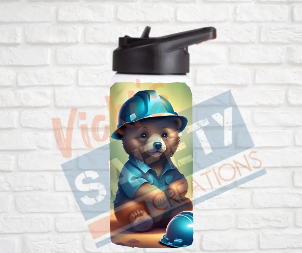 12oz. Stainless Steel Water Bottle-Bear (asst. Health & Safety Designs) Hard Hat Water Bottles