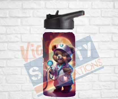 12oz. Stainless Steel Water Bottle-Bear (asst. Health & Safety Designs) Nurse Water Bottles