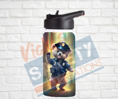 12oz. Stainless Steel Water Bottle-Bear (asst. Health & Safety Designs) Police Water Bottles