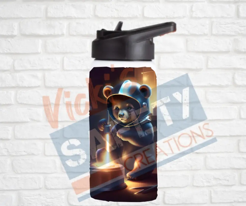 12oz. Stainless Steel Water Bottle-Bear (asst. Health & Safety Designs) Welder Water Bottles