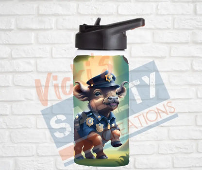 12oz. Stainless Steel Water Bottle-Buffalo (asst. Health & Safety Designs) Water Bottles