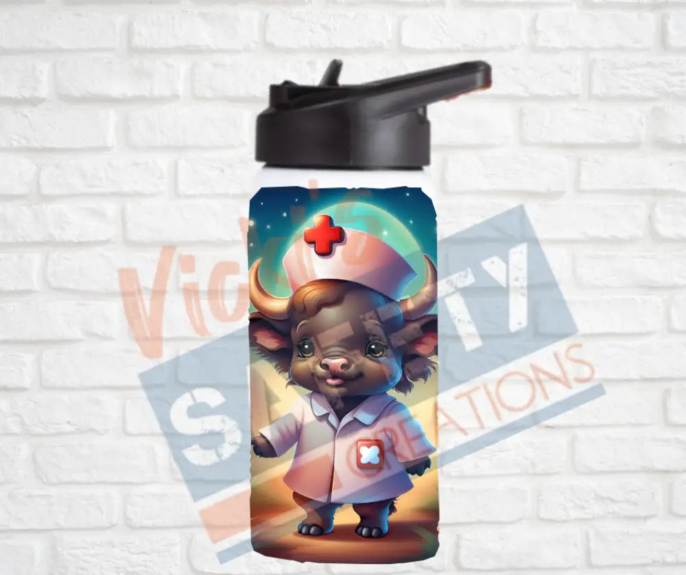 12oz. Stainless Steel Water Bottle-Buffalo (asst. Health & Safety Designs) Water Bottles