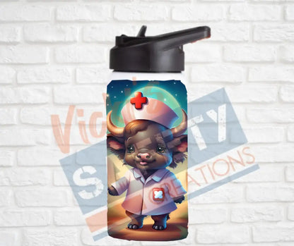 12oz. Stainless Steel Water Bottle-Buffalo (asst. Health & Safety Designs) Water Bottles