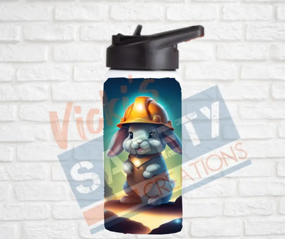 12oz. Stainless Steel Water Bottle-Bunny (asst. Health & Safety Designs) Hard Hat Water Bottles
