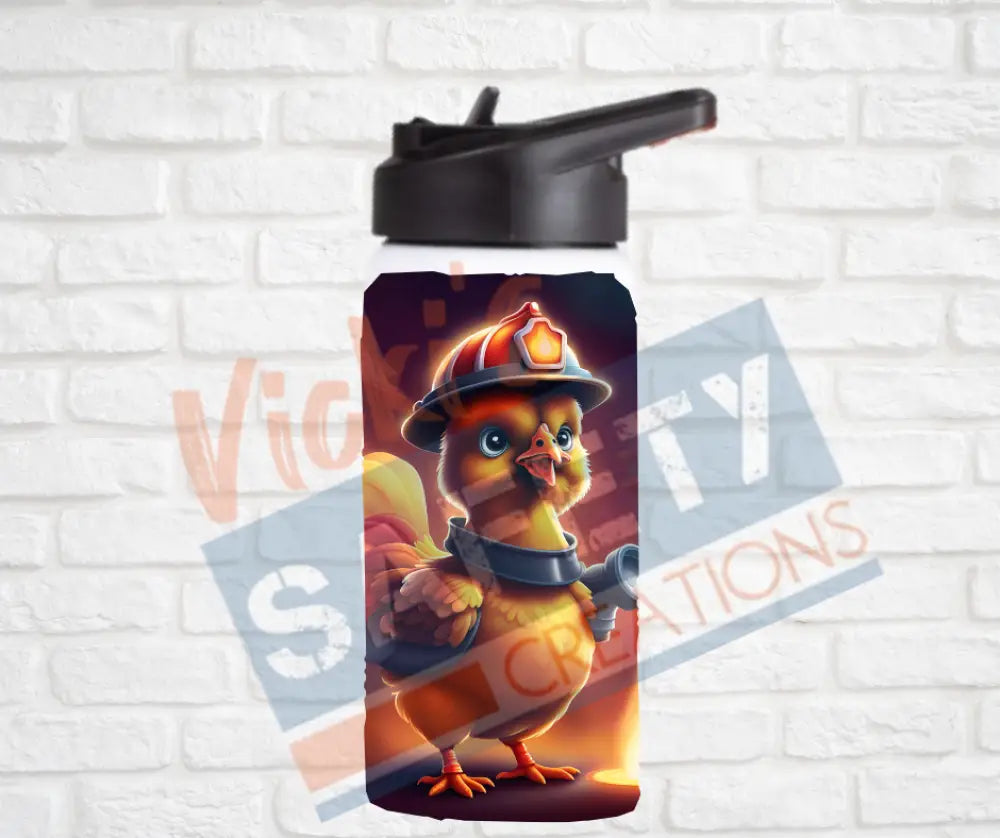 12oz. Stainless Steel Water Bottle-Chicken (asst. Health & Safety Designs) Firefighter Water Bottles