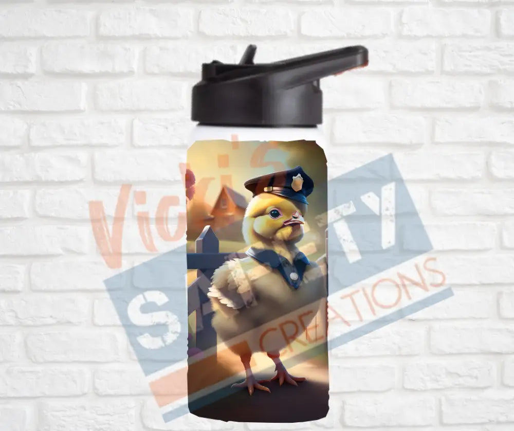 12oz. Stainless Steel Water Bottle-Chicken (asst. Health & Safety Designs) Police Water Bottles