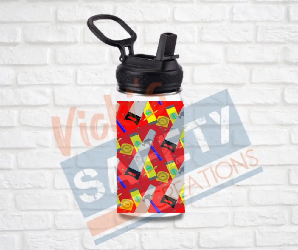12oz. Stainless Steel Water Bottle-Construction Tools (asst. colors) Red Water Bottles