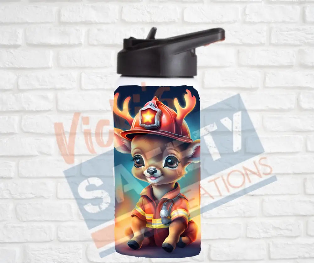 12oz. Stainless Steel Water Bottle-Deer (asst. Health & Safety Designs) Firefighter Water Bottles
