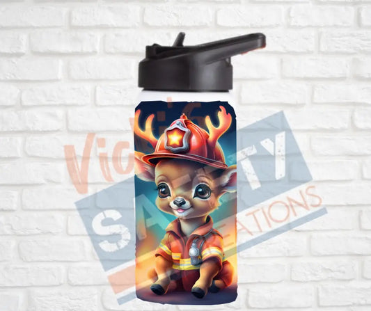 12oz. Stainless Steel Water Bottle-Deer (asst. Health & Safety Designs) Firefighter Water Bottles