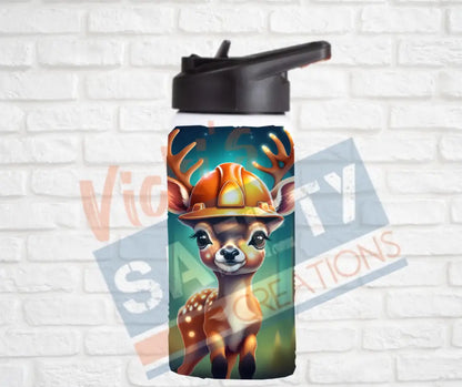 12oz. Stainless Steel Water Bottle-Deer (asst. Health & Safety Designs) Hard Hat Water Bottles