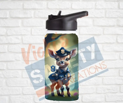 12oz. Stainless Steel Water Bottle-Deer (asst. Health & Safety Designs) Police Water Bottles