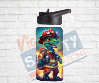 12oz. Stainless Steel Water Bottle-Dinosaur (asst. Health & Safety Designs) Firefighter Water Bottles