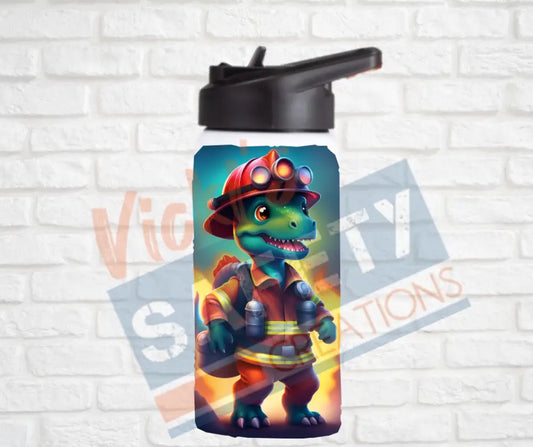 12oz. Stainless Steel Water Bottle-Dinosaur (asst. Health & Safety Designs) Firefighter Water Bottles
