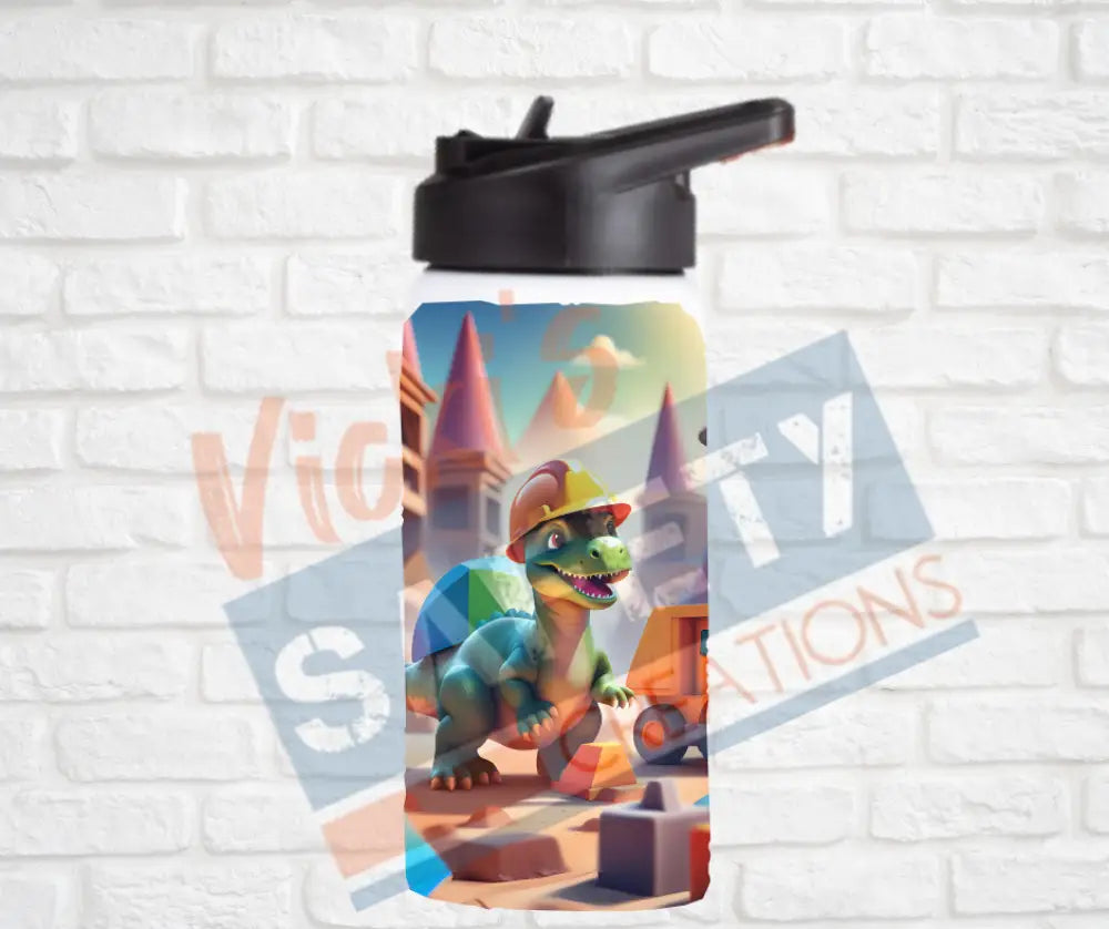 12oz. Stainless Steel Water Bottle-Dinosaur (asst. Health & Safety Designs) Hard Hat Water Bottles